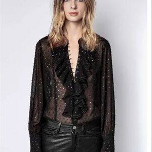 Zadig & Voltaire Black Top with Metallic Accents